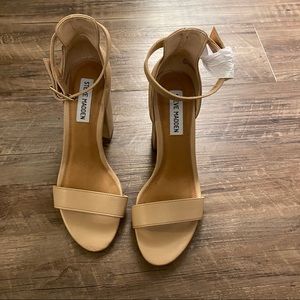 New nude block heels